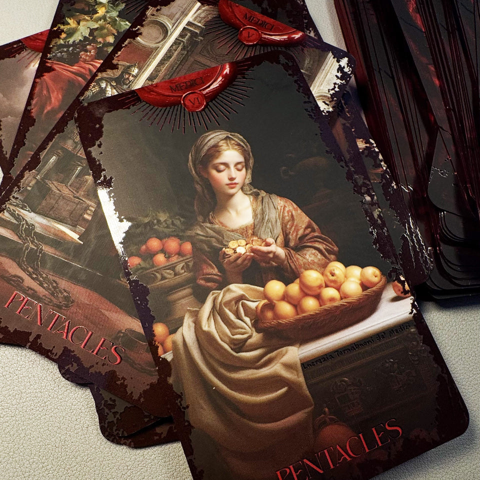 Tarot card featuring a woman with fruit, labeled &