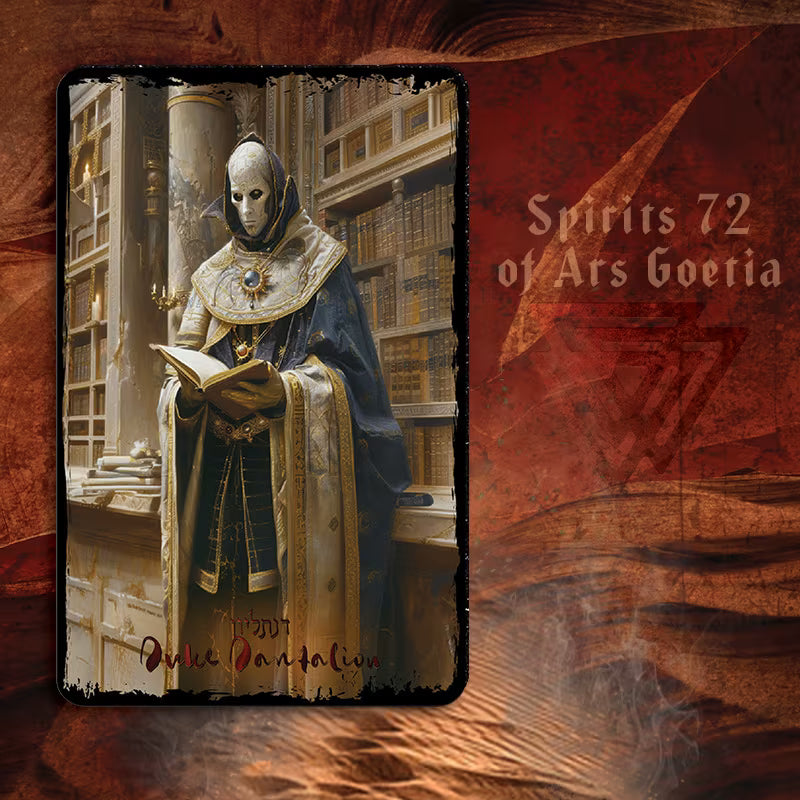 Card featuring a character in a library with &