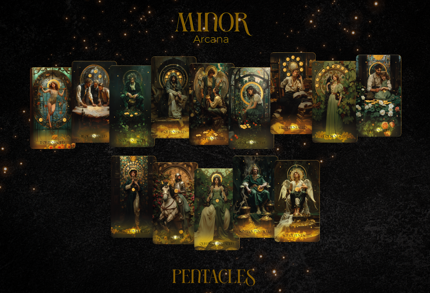 ART NOUVEAU MAGIC_MINOR ARCANA CARDS PREVIEW PENTACLES
