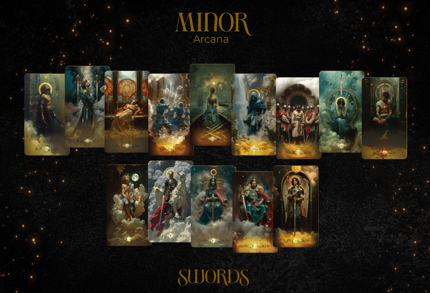 ART NOUVEAU MAGIC_MINOR ARCANA CARDS PREVIEW SWORDS