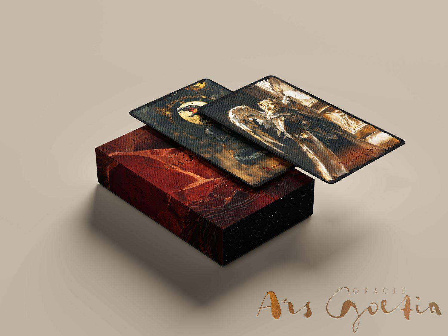 Decorative box with artistic design on a beige background