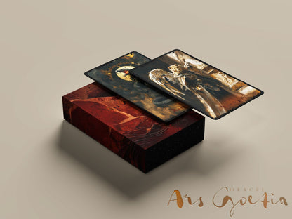 Decorative box with artistic design on a beige background