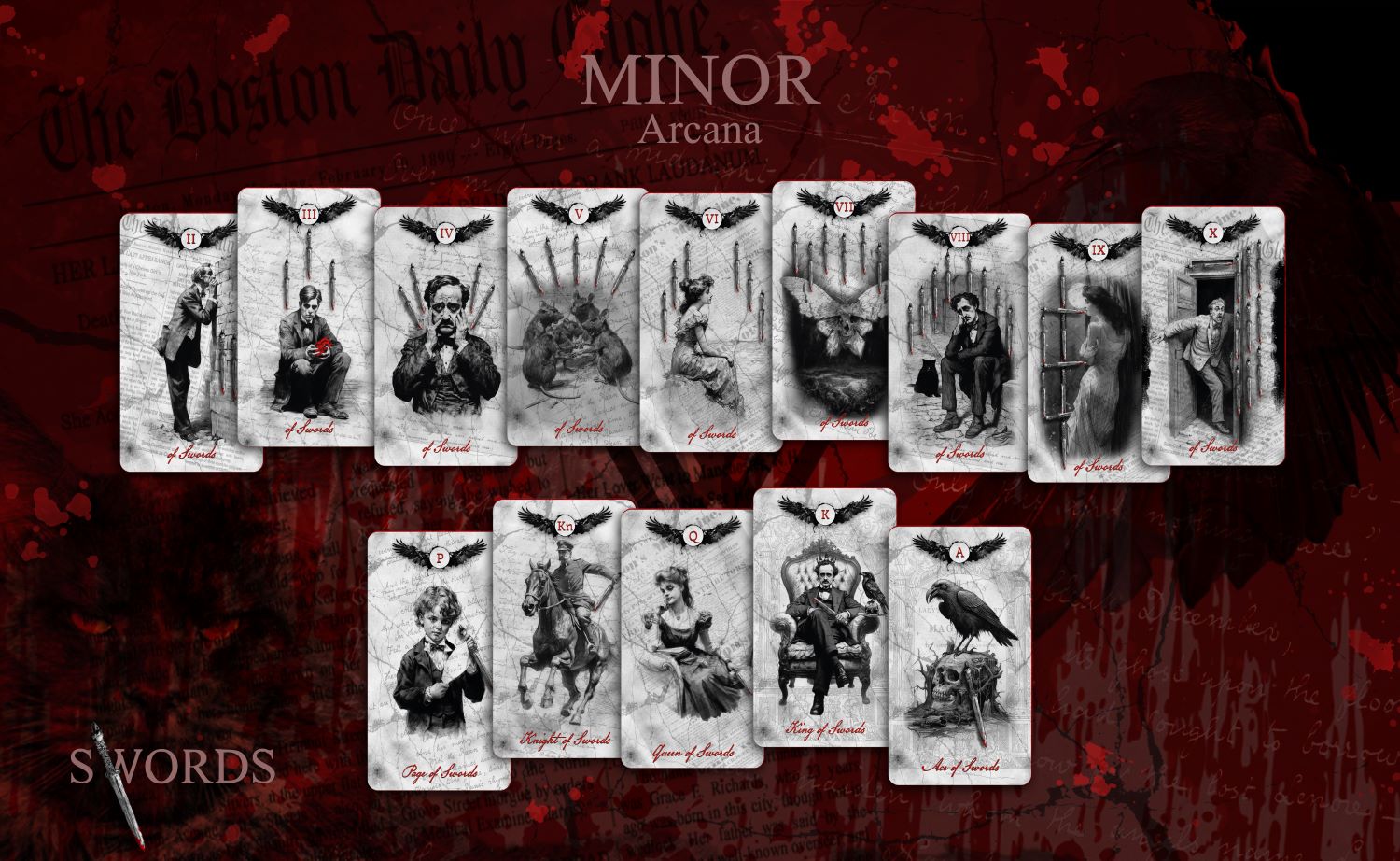 Set of tarot cards labeled &