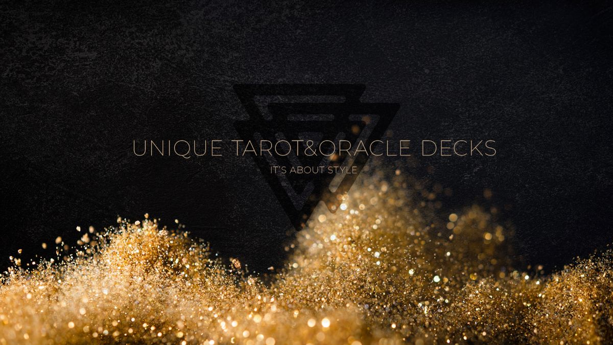 Black logo with gold glitter on a dark background