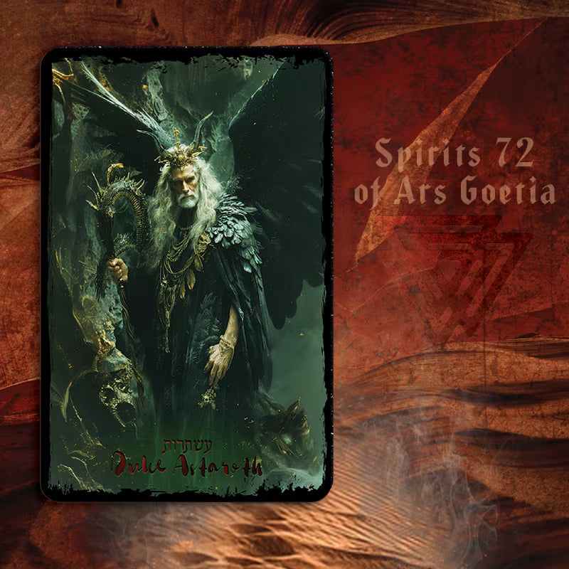 Card featuring a mystical figure with wings and text &