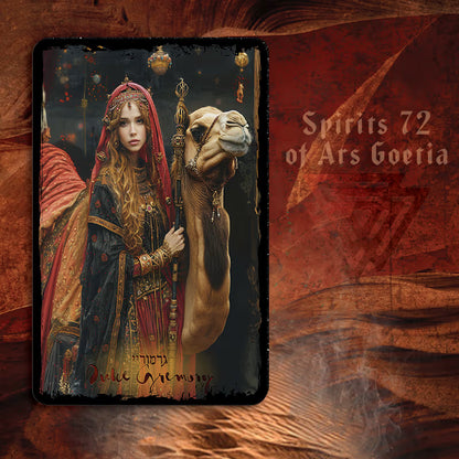 Card featuring a woman and camel with &